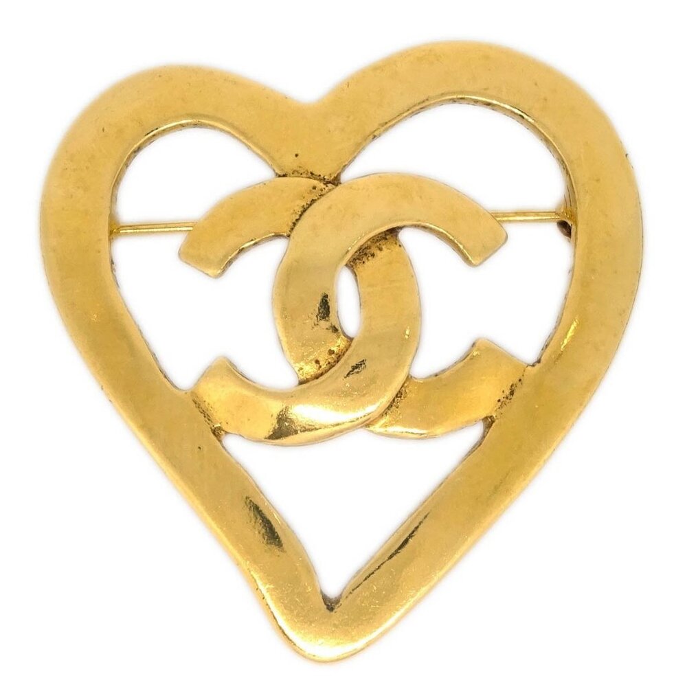 Chanel Heart Brooch Gold 95P 165943